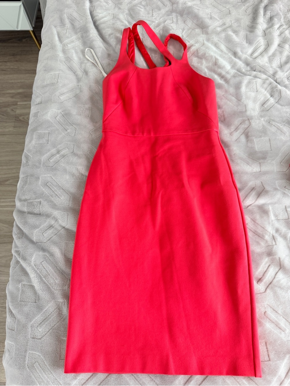 Halston Heritage Vibrant Red Strappy Midi Sheath Dress
